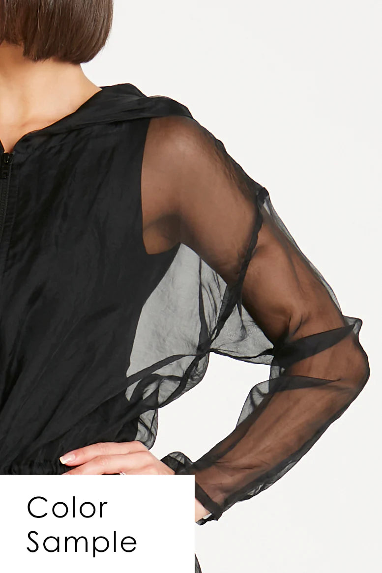 Planet Organza Cowl Neck Top - Black