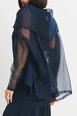 Planet Organza Cowl Neck Top - Black