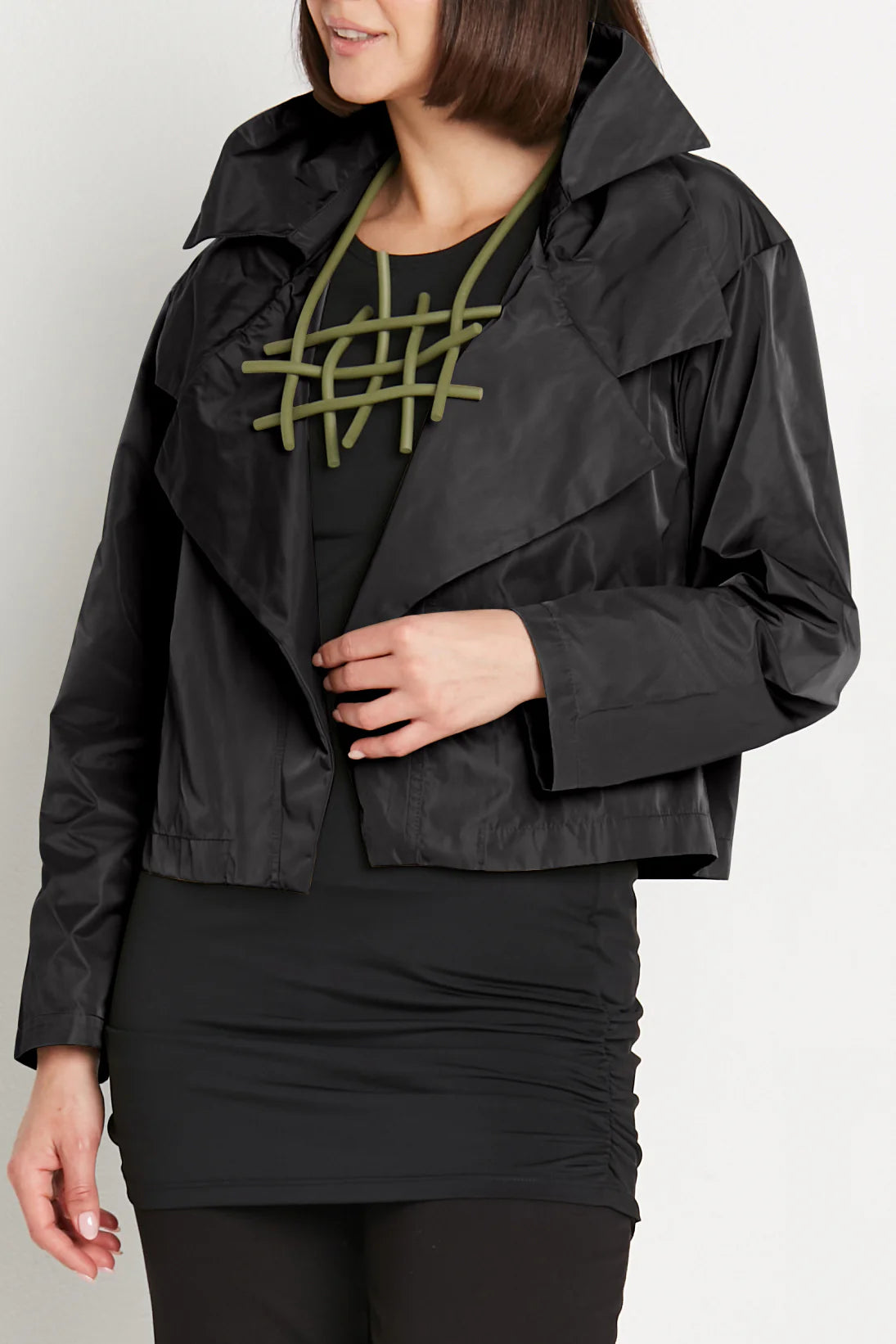Planet Nylon Triple Collar Jacket - Black