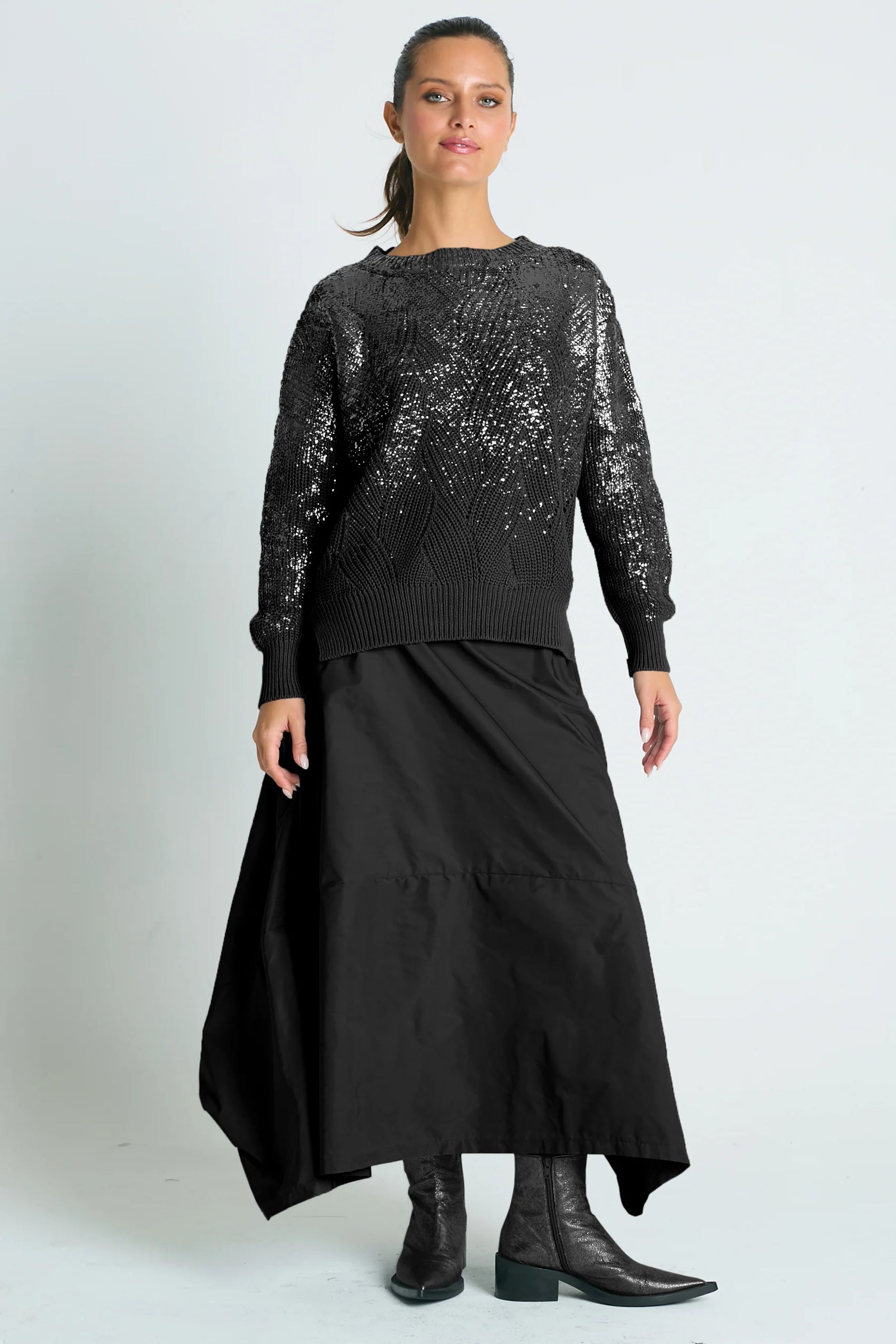 Planet Nylon Architectural Skirt - Black