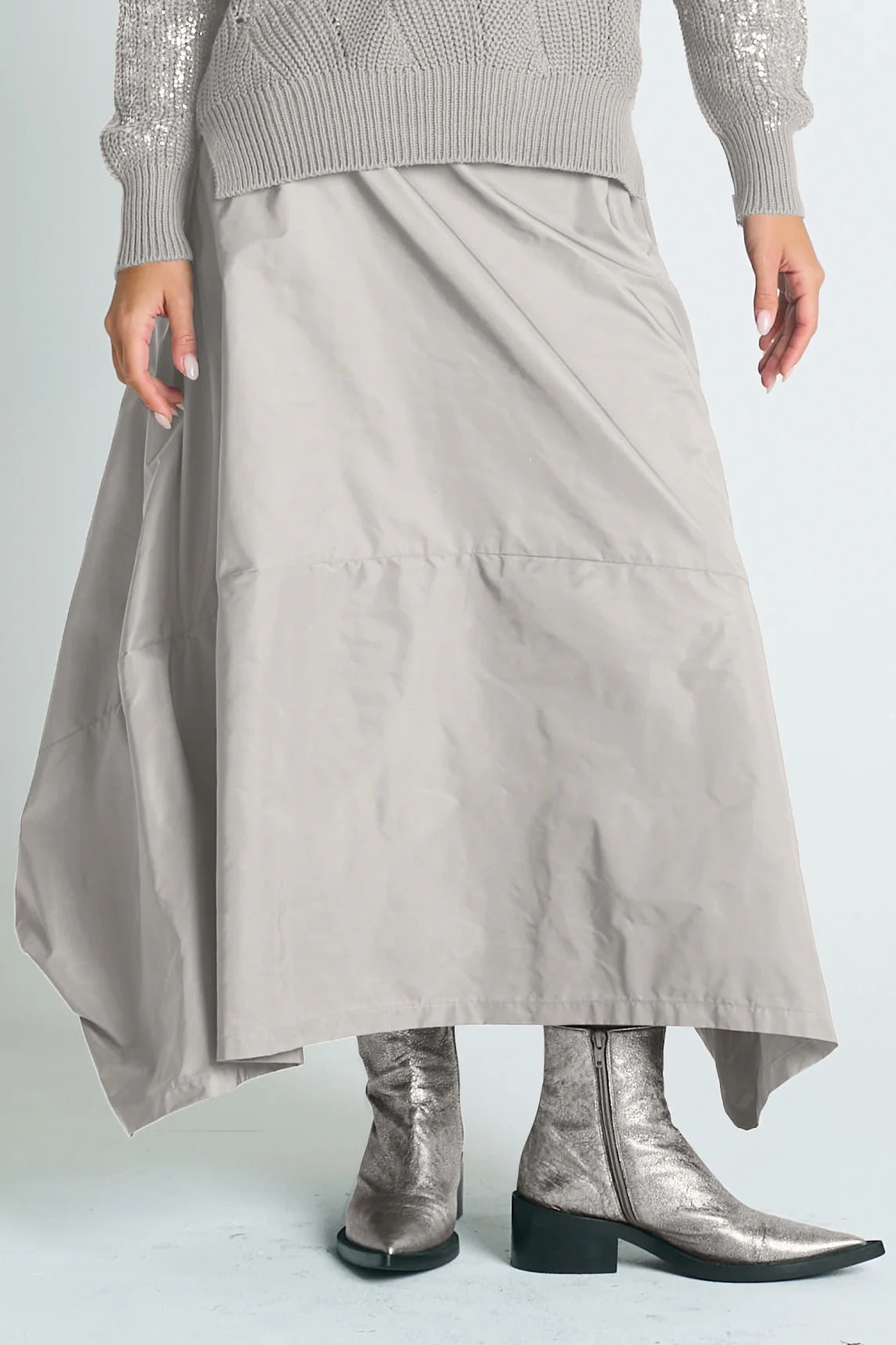 Planet Nylon Architectural Skirt - Titanium
