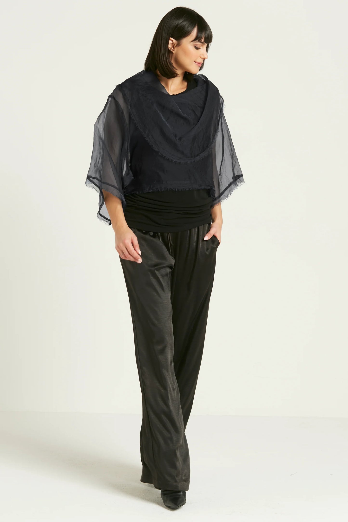 Planet Jackie O Organza Top - Black