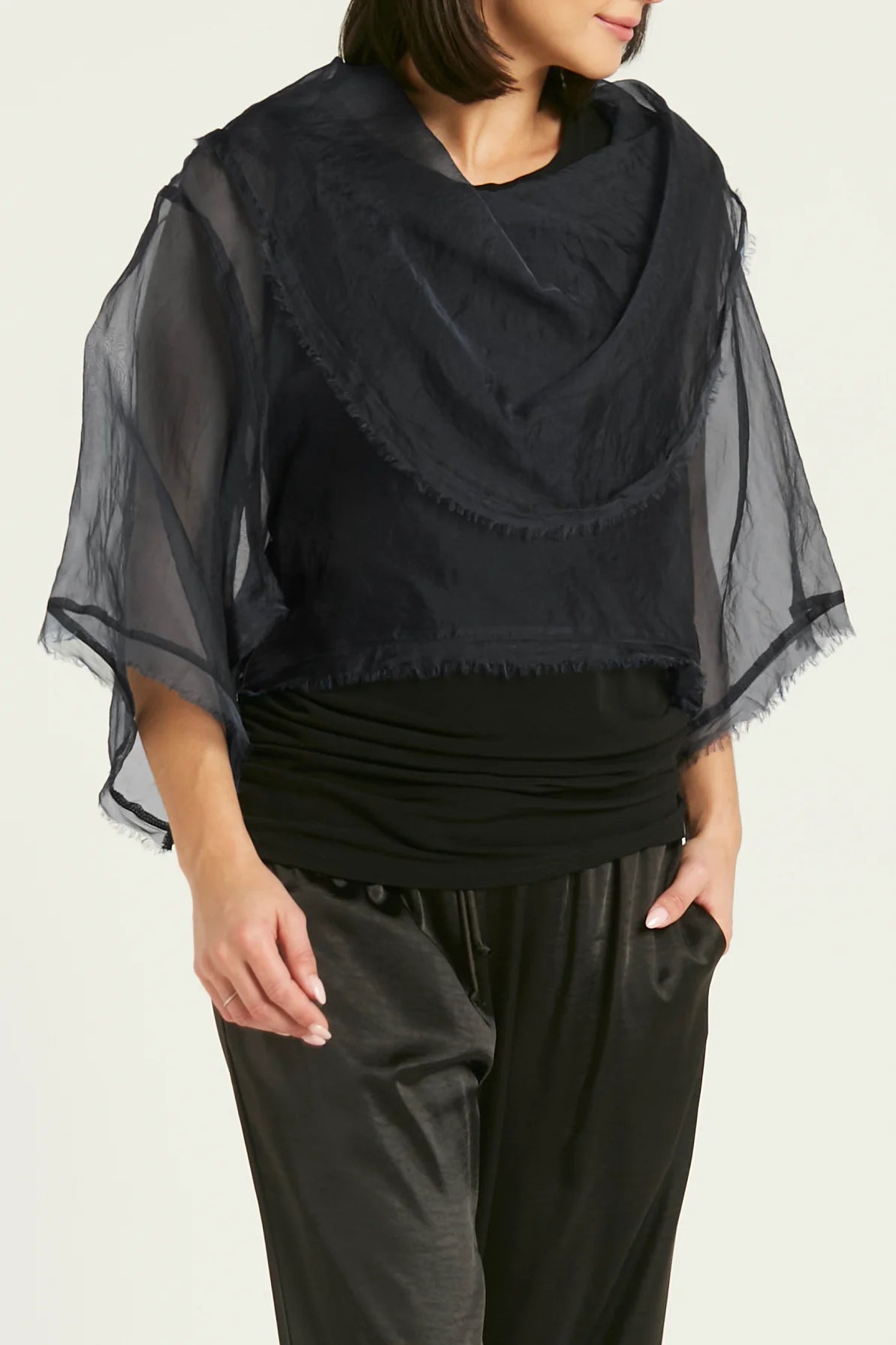 Planet Jackie O Organza Top - Black