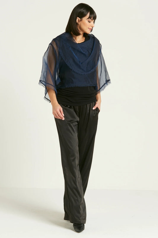 Planet Jackie O Organza Top - Dark Blue