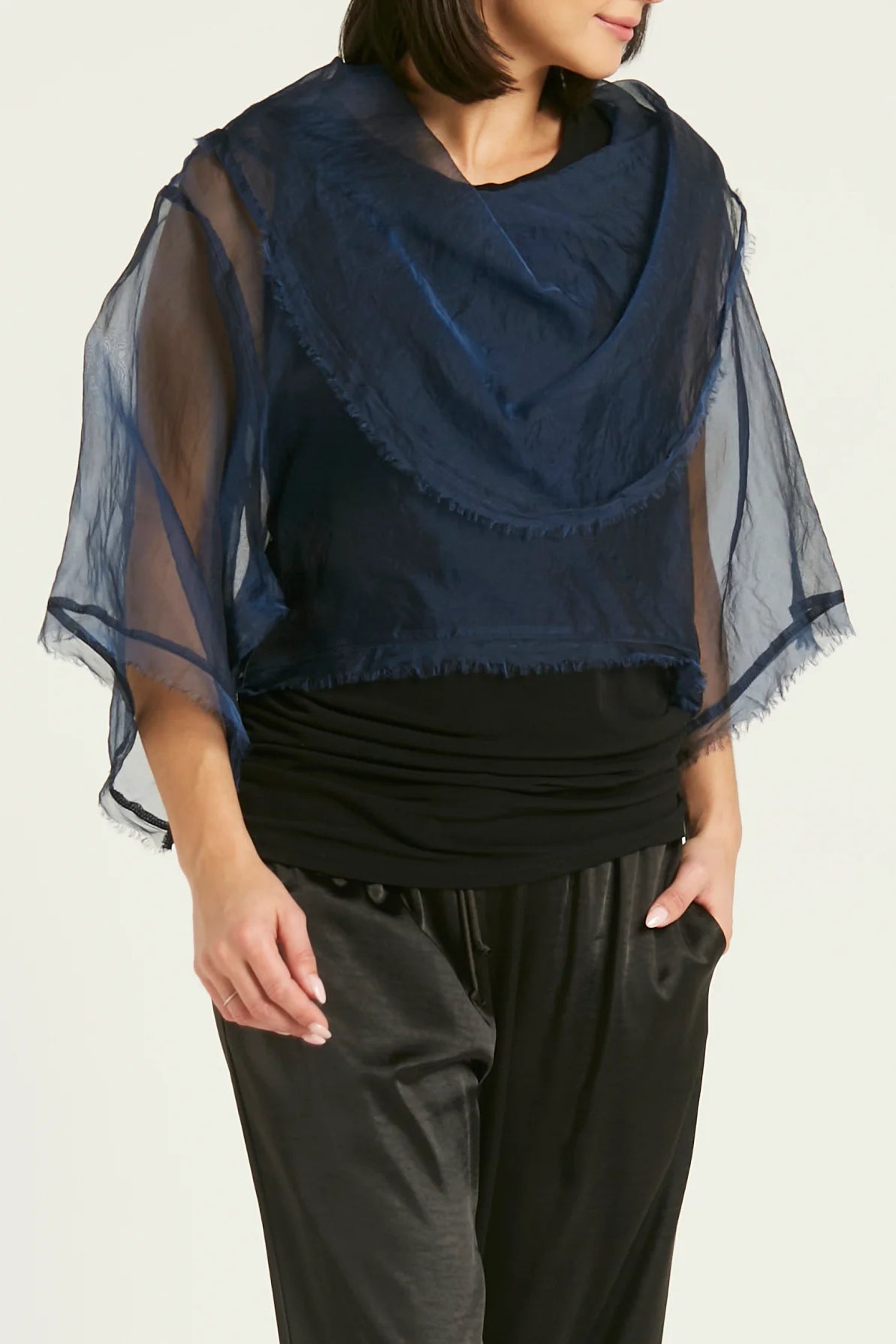 Planet Jackie O Organza Top - Dark Blue
