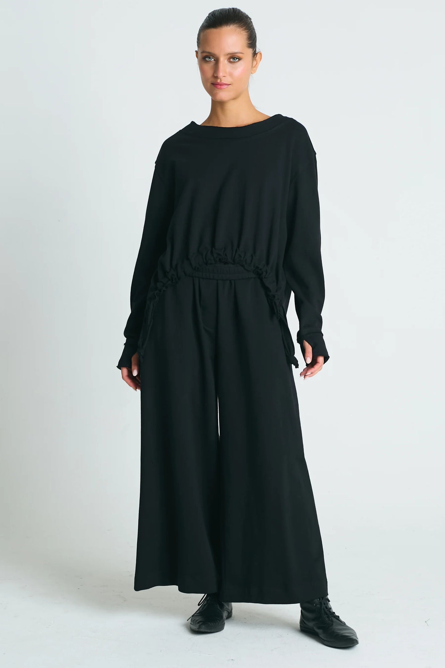 Planet French Terry Crop Drawstring Top