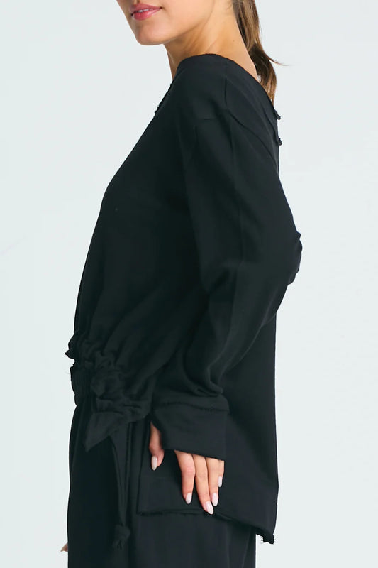 Planet French Terry Crop Drawstring Top