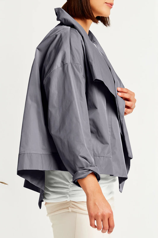 Planet Nylon Asymmetrical Cropped Jacket - Gray