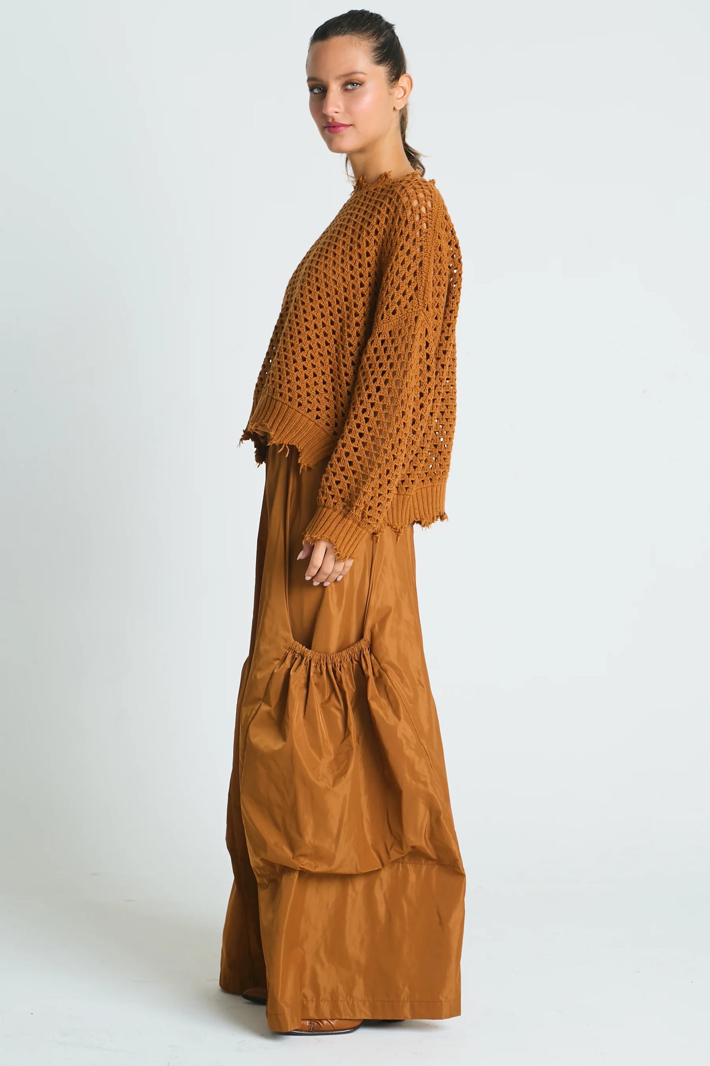 Planet Hamptons Crochet Sweater - Chestnut