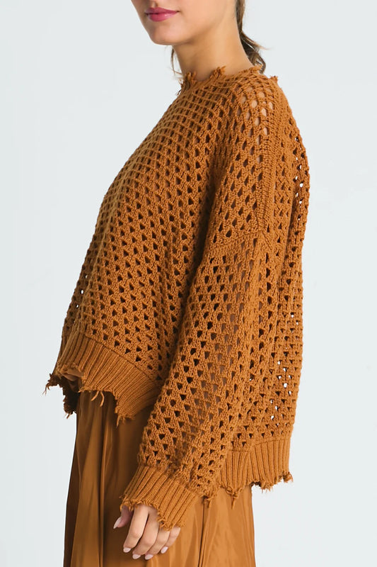 Planet Hamptons Crochet Sweater - Chestnut