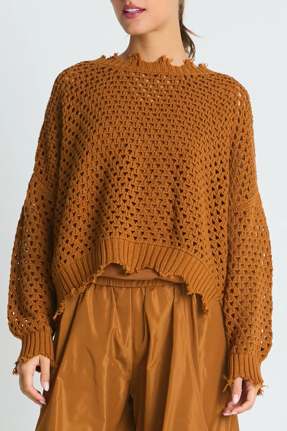 Planet Hamptons Crochet Sweater - Chestnut