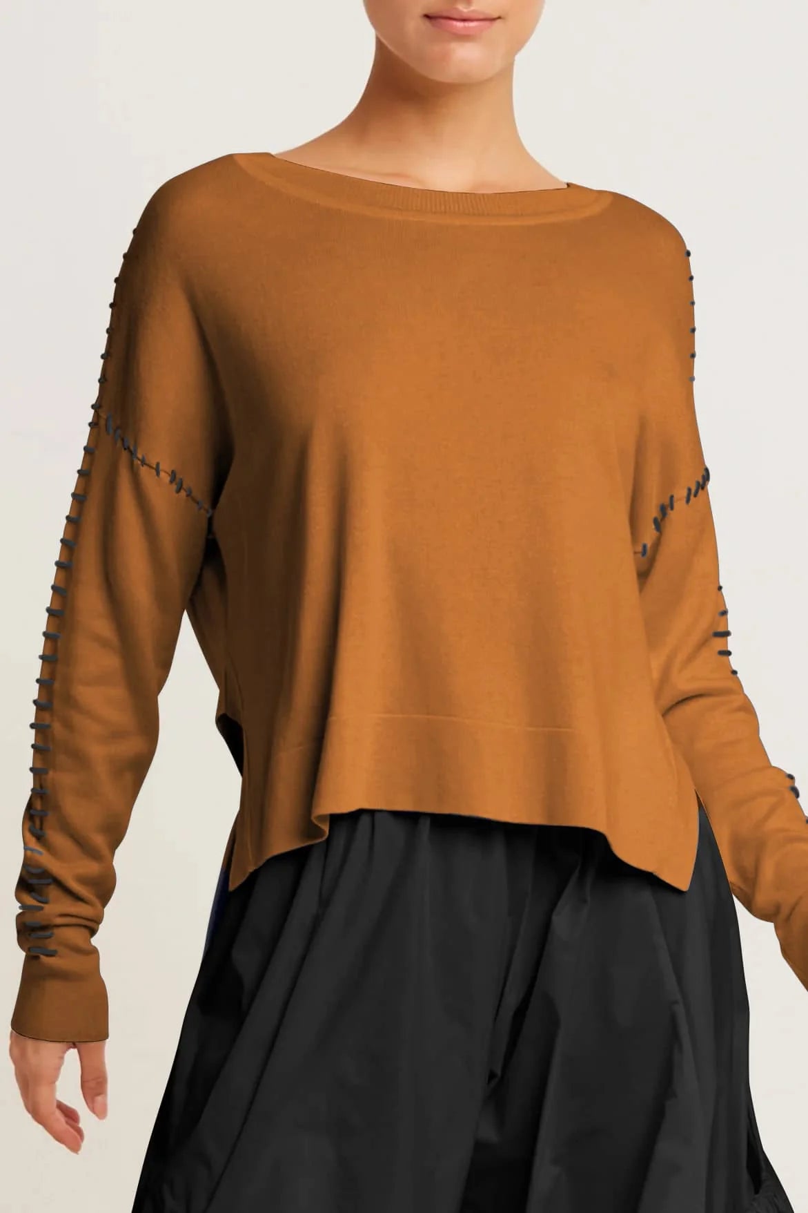 Planet Whipstitch Sweater - Chestnut & Black