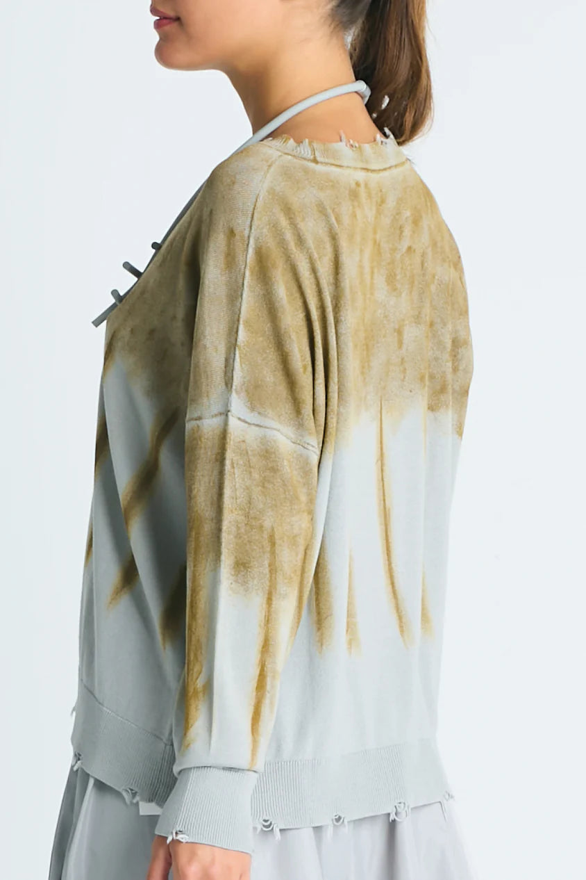 Planet Bled Out Tattered Sweater - Heather/Chestnut