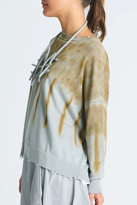 Planet Bled Out Tattered Sweater - Heather/Chestnut