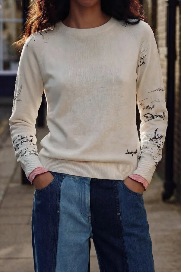 Desigual Letter Sleeves Sweater