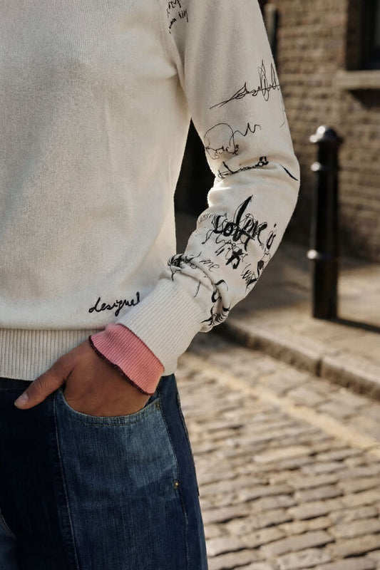Desigual Letter Sleeves Sweater