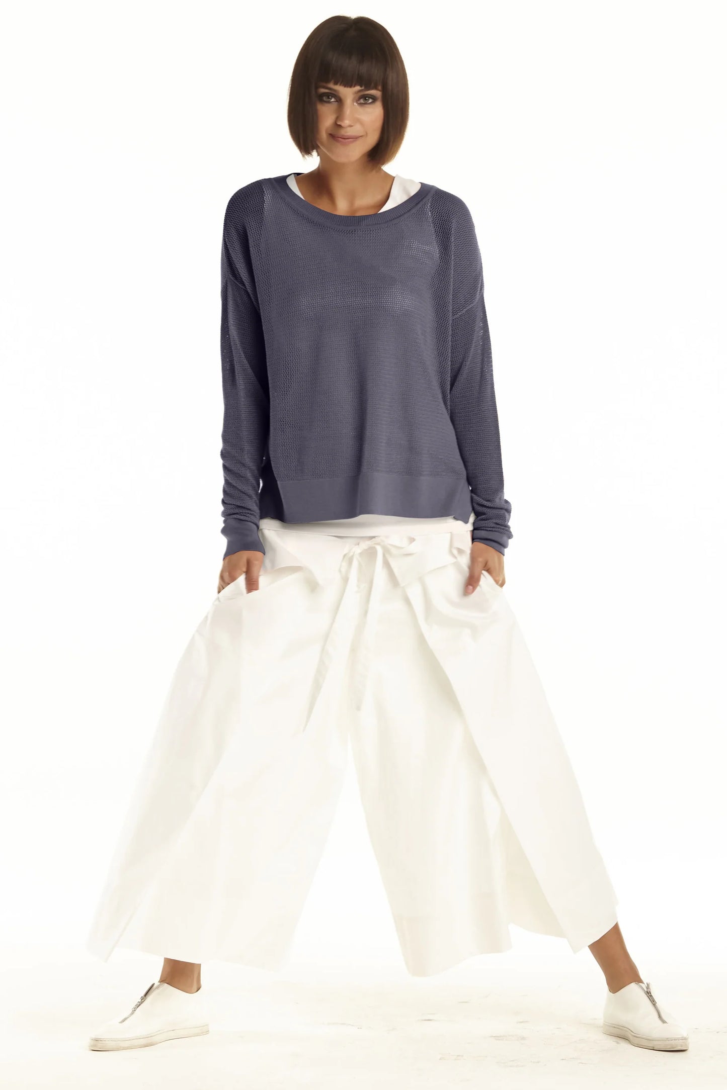 Planet Mini Seed Stich Sweater- Stealy Blue