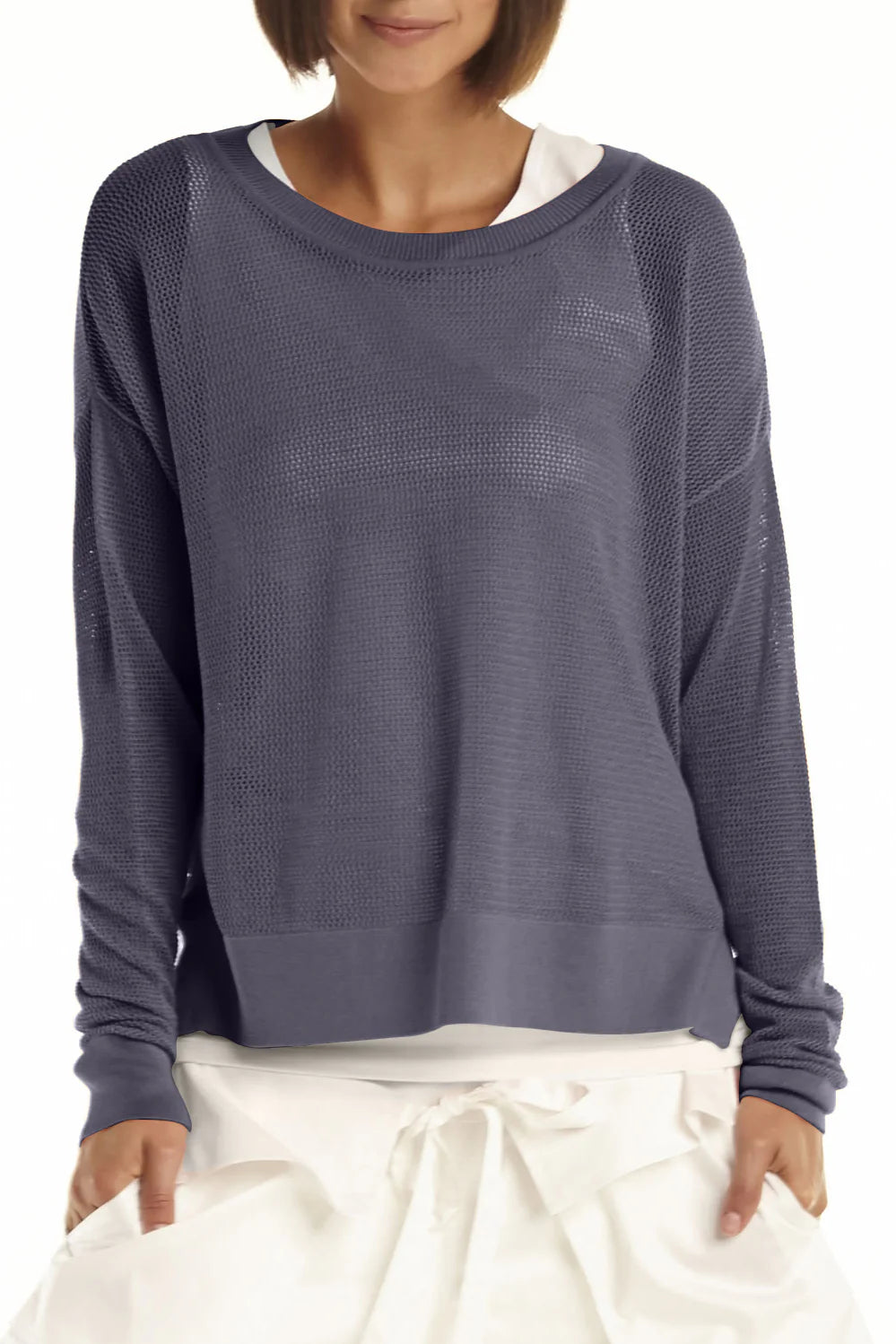Planet Mini Seed Stich Sweater- Stealy Blue