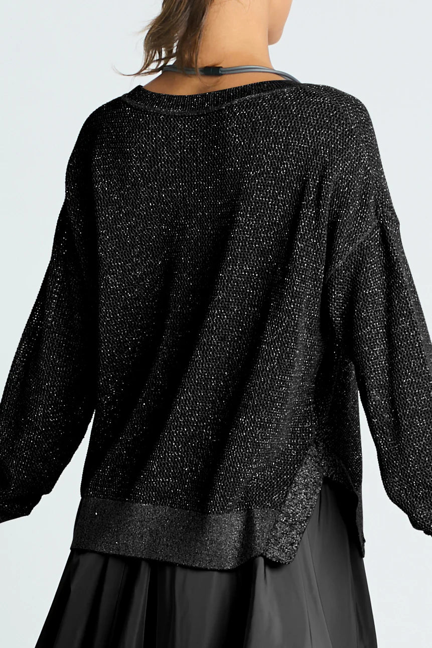 Planet Metallic Mini Seed Stich Sweater - Black
