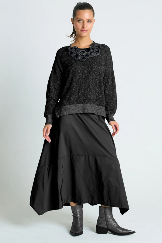 Planet Metallic Mini Seed Stich Sweater - Black