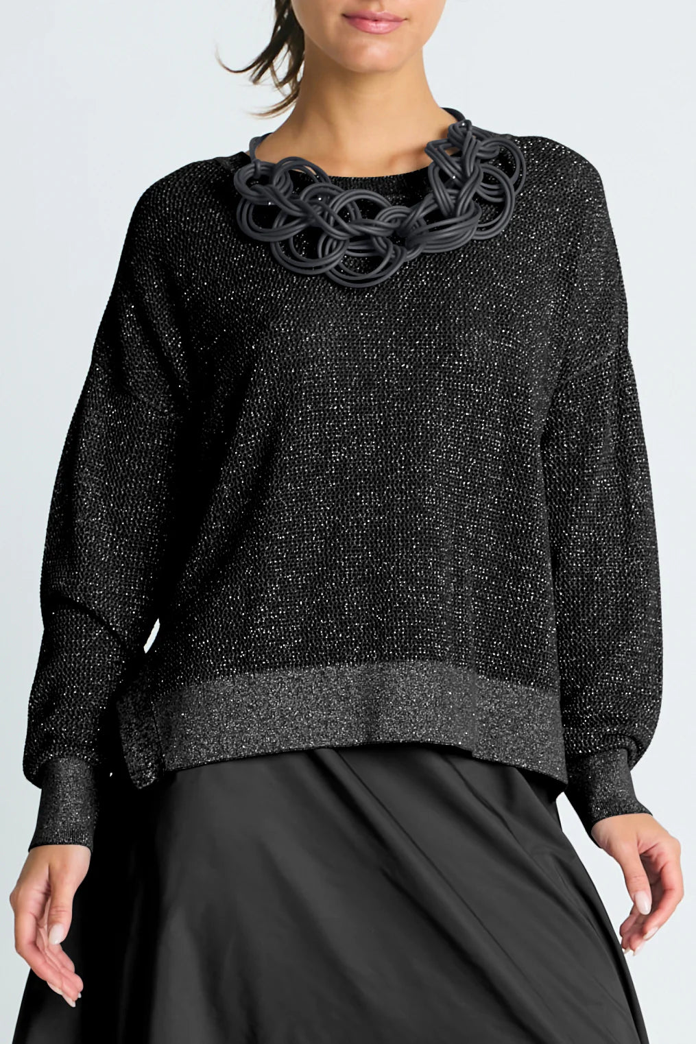 Planet Metallic Mini Seed Stich Sweater - Black