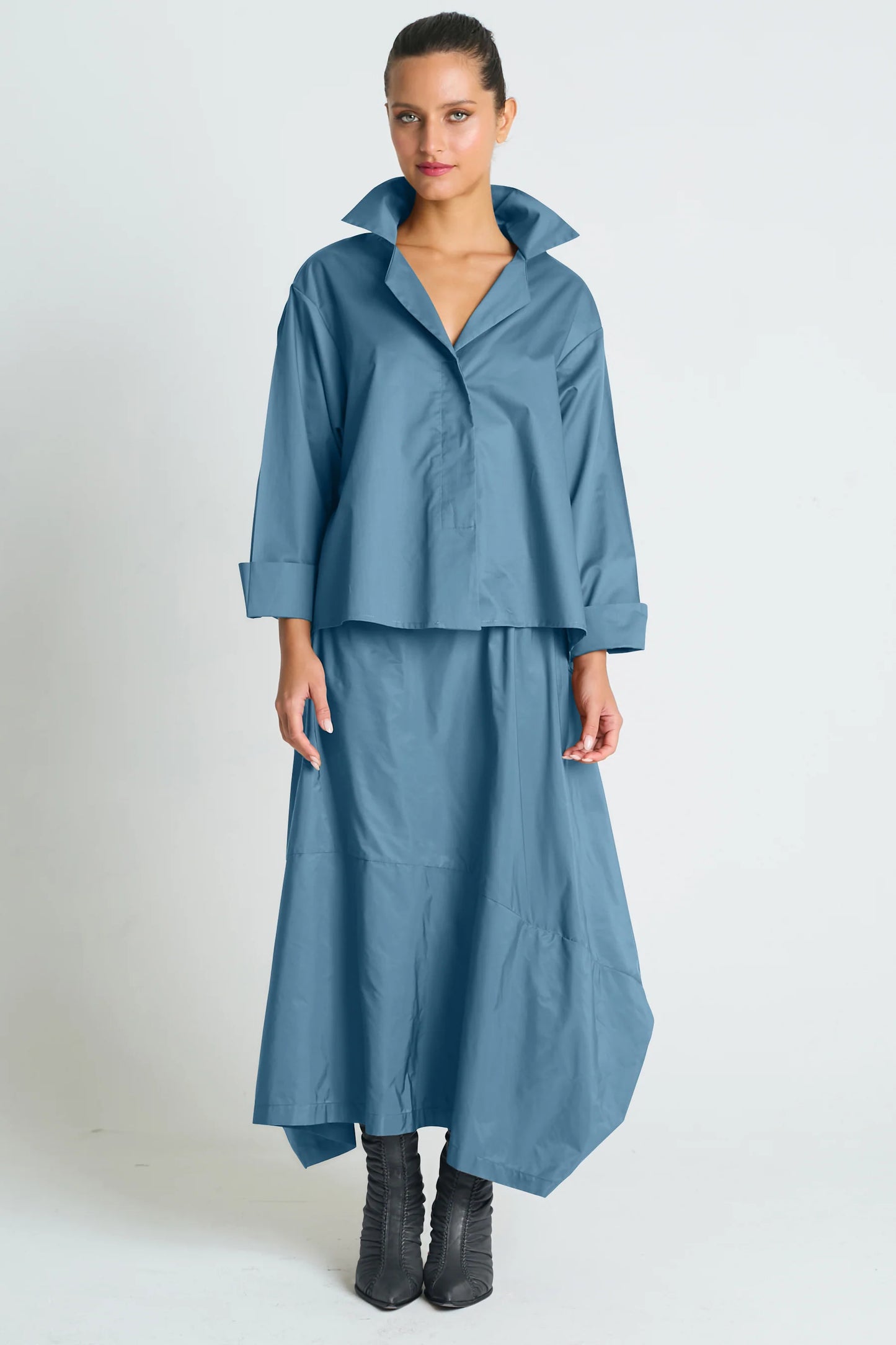 Planet Cotton Mini Man Shirt - Stealy Blue