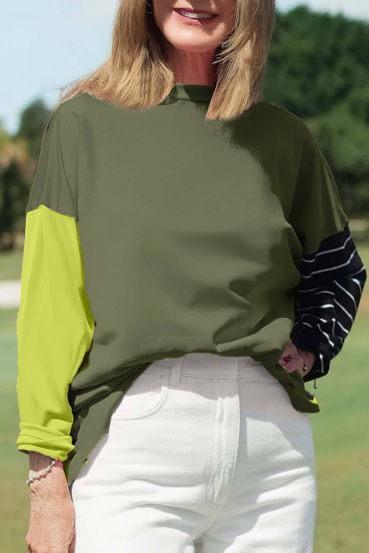 Planet Mixed Up Boxy Tee - Thyme/Guacamole