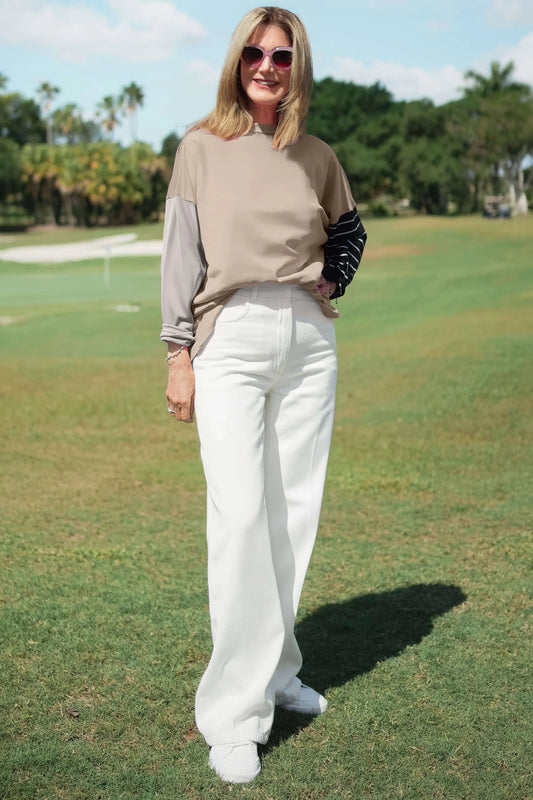 Planet Mixed Up Boxy Tee - Fawn/Titanium
