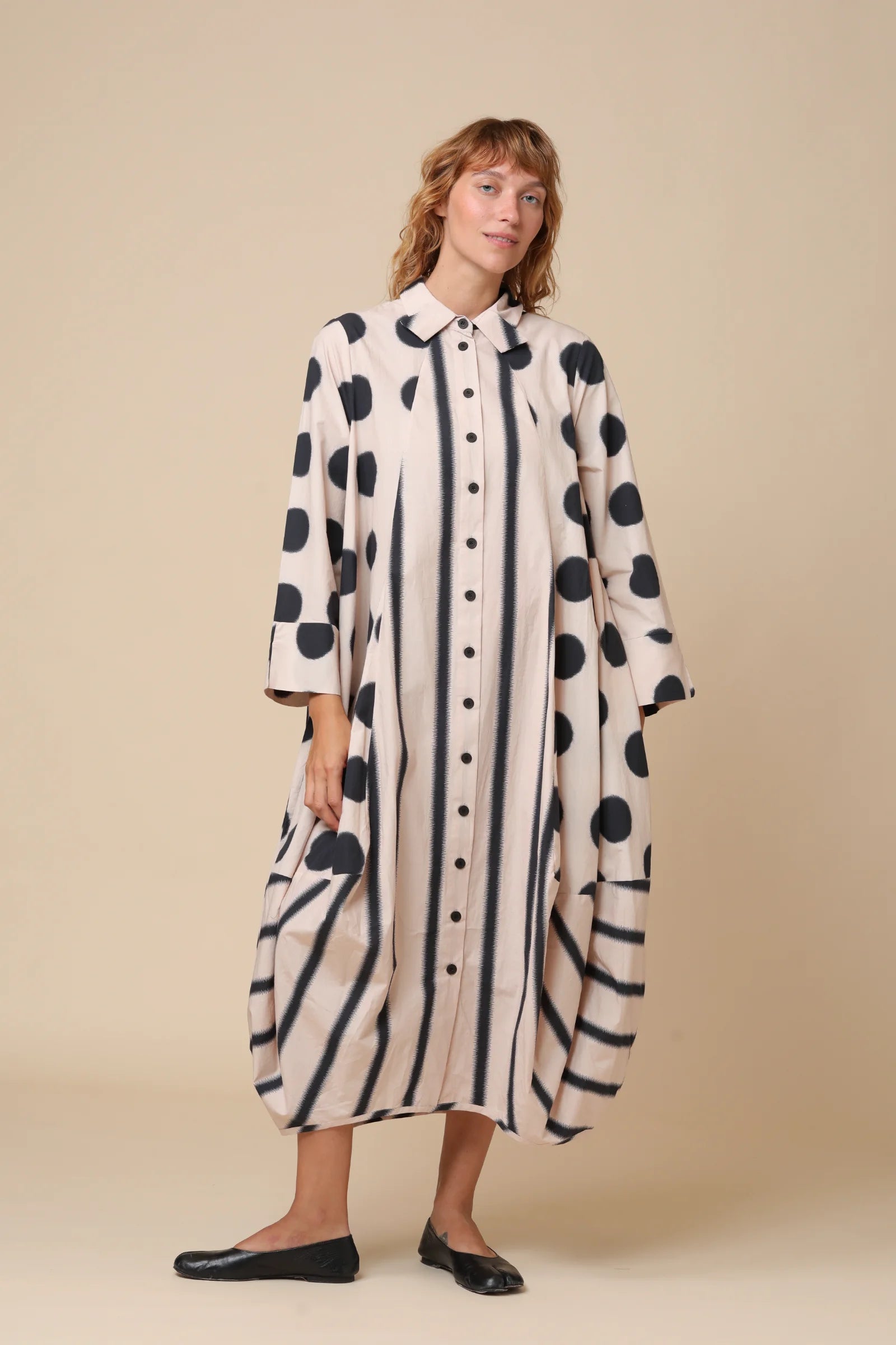 Kedem Sasson Polka Dot and Stripe Dress