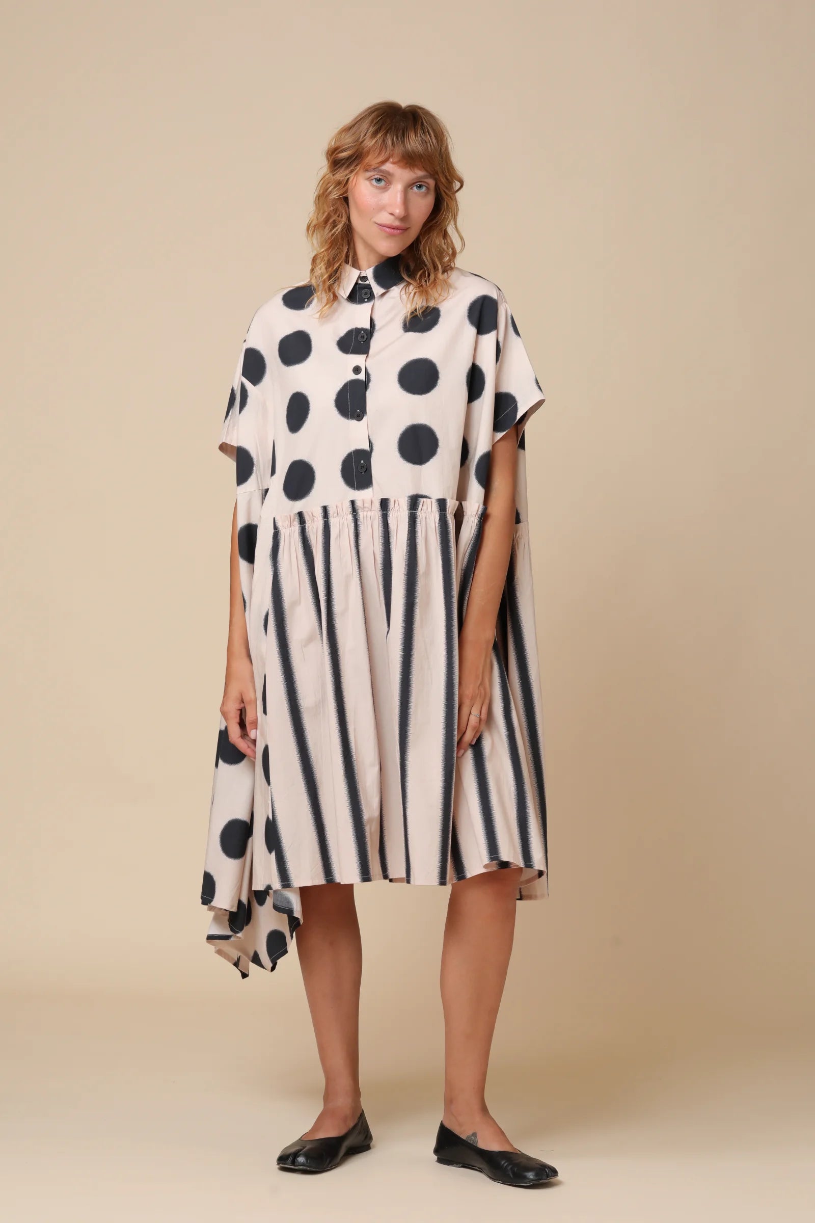 Kedem Sasson Polka Dot and Stripe Tunic Dress