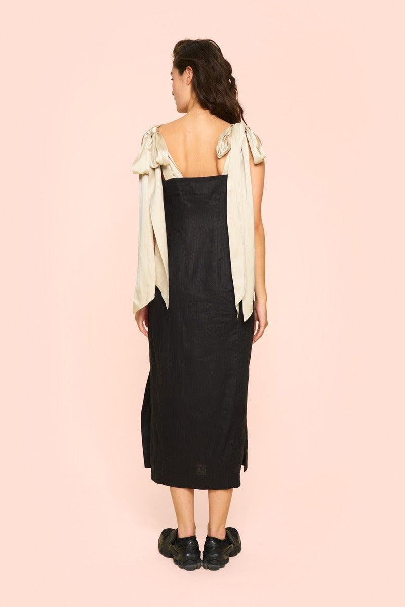 Bitte Kai Rand Linen Dress - Black/Ivory