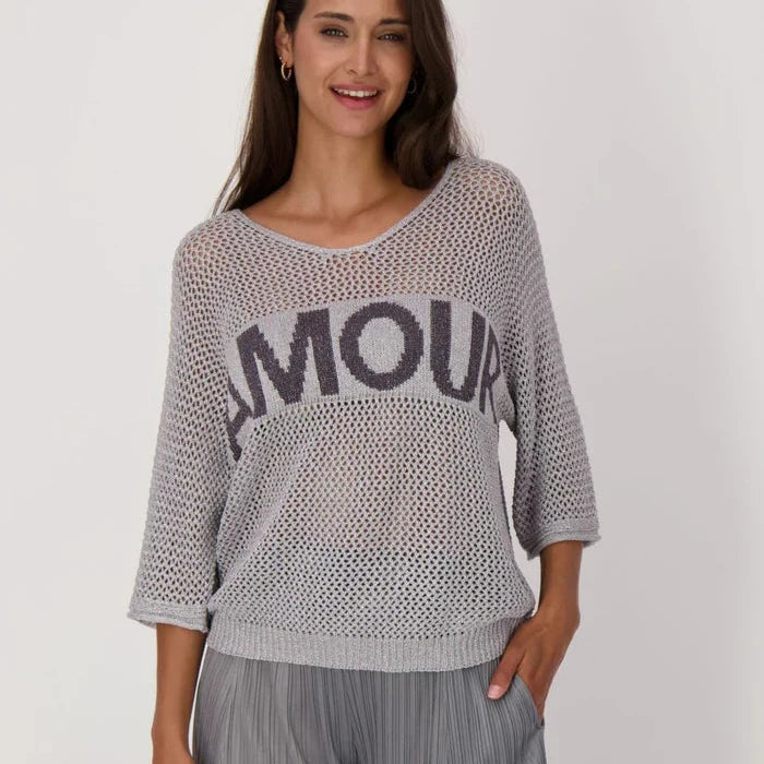 Gabby Isabella Lurex Knit Top - Silver