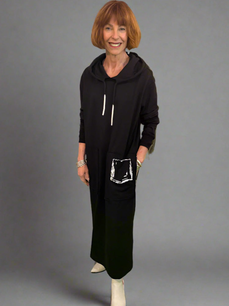 NY 77 Hooded Dress - Black