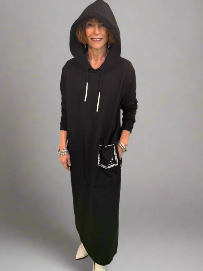 NY 77 Hooded Dress - Black