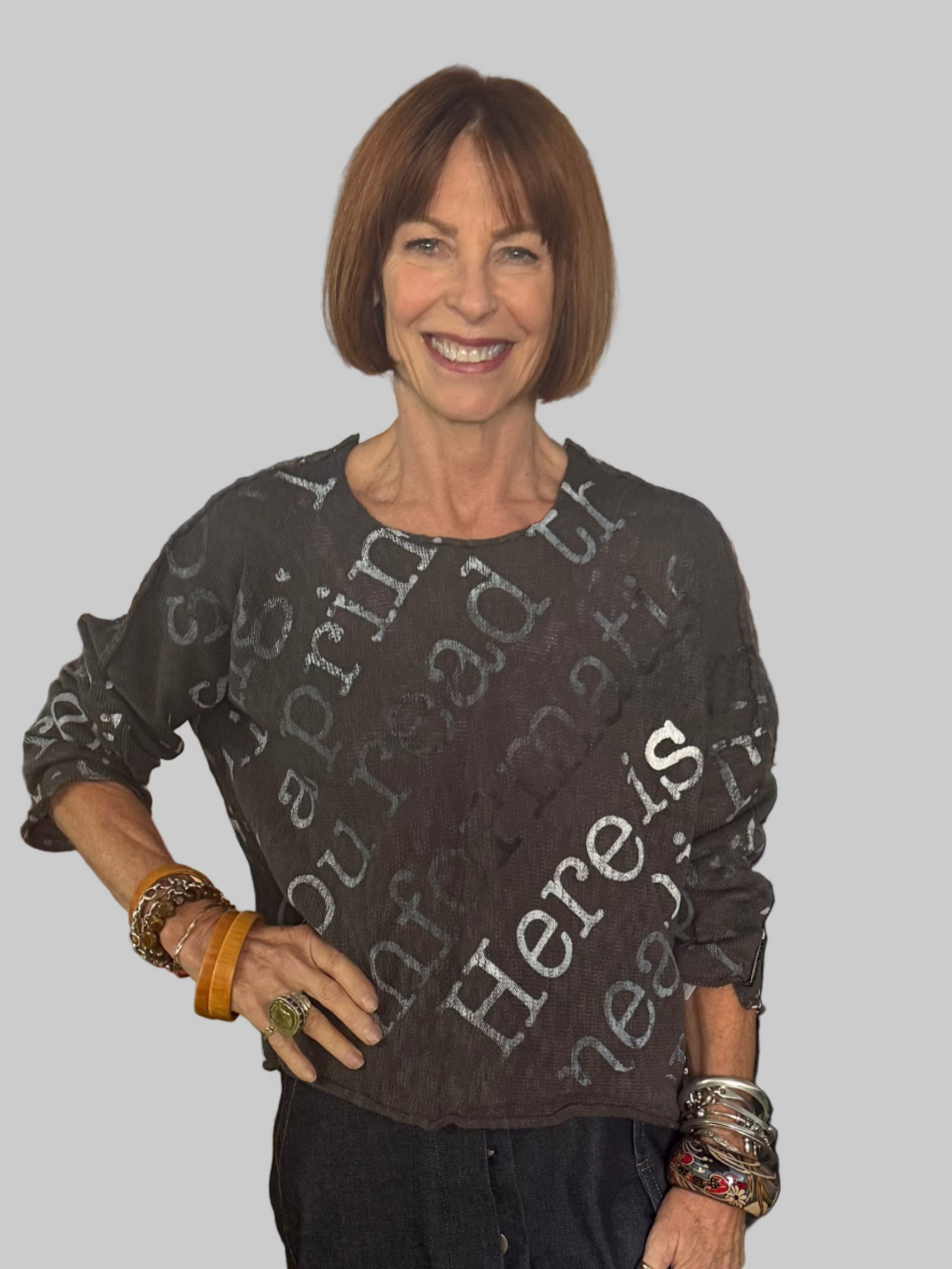 Paper Temples Lulu Pullover Sweater - Charcoal Ombre