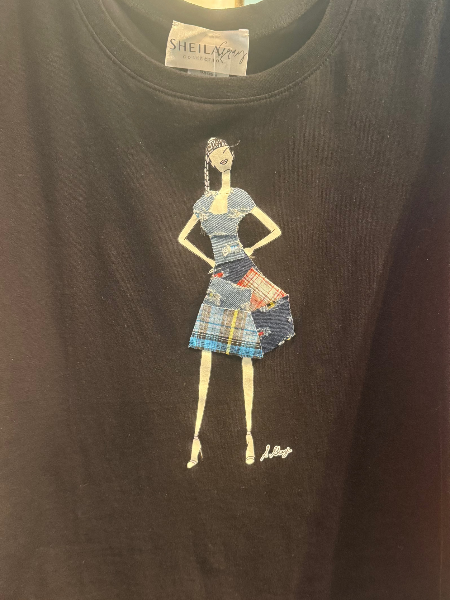 Sheila Gray Fasion Tee - Patchwork Denim