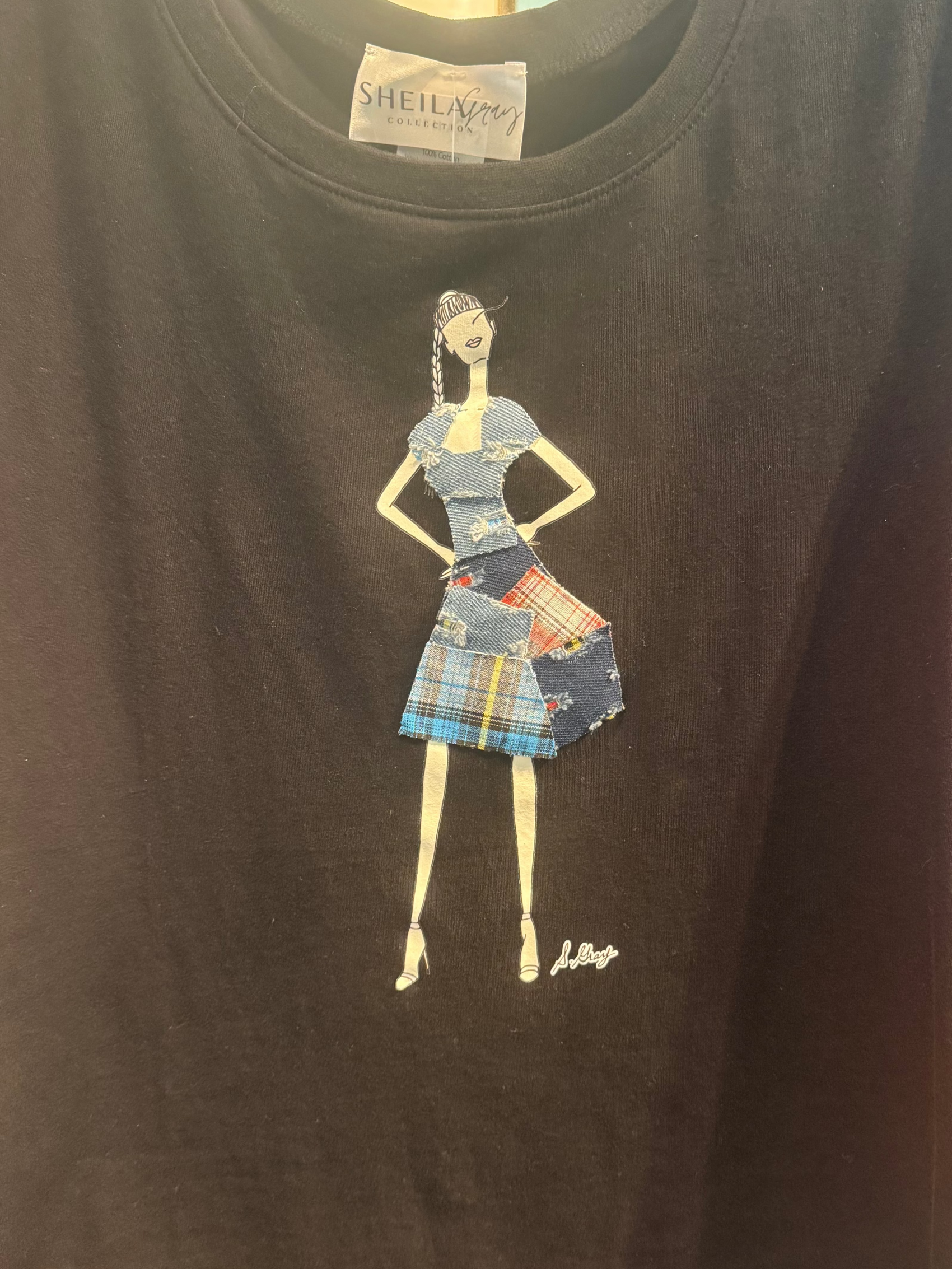 Sheila Gray Fasion Tee - Patchwork Denim
