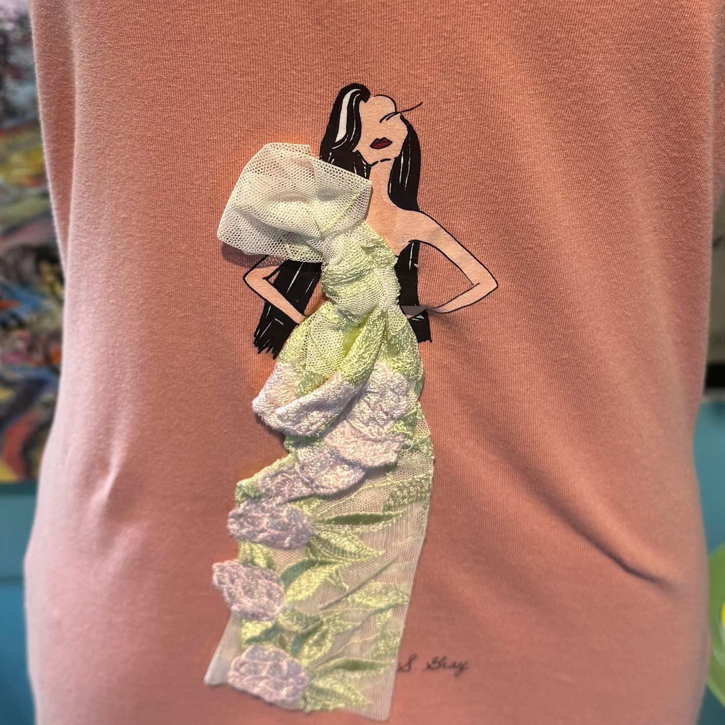 Sheila Gray Fashion V Neck Tee - Pretty Petals