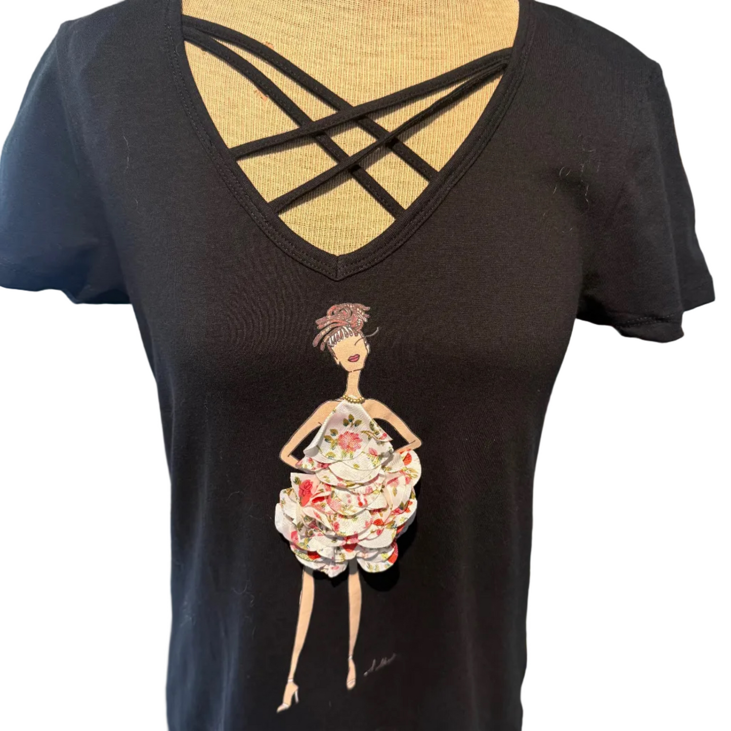 Sheila Gray Cross Neck Fashion Tee