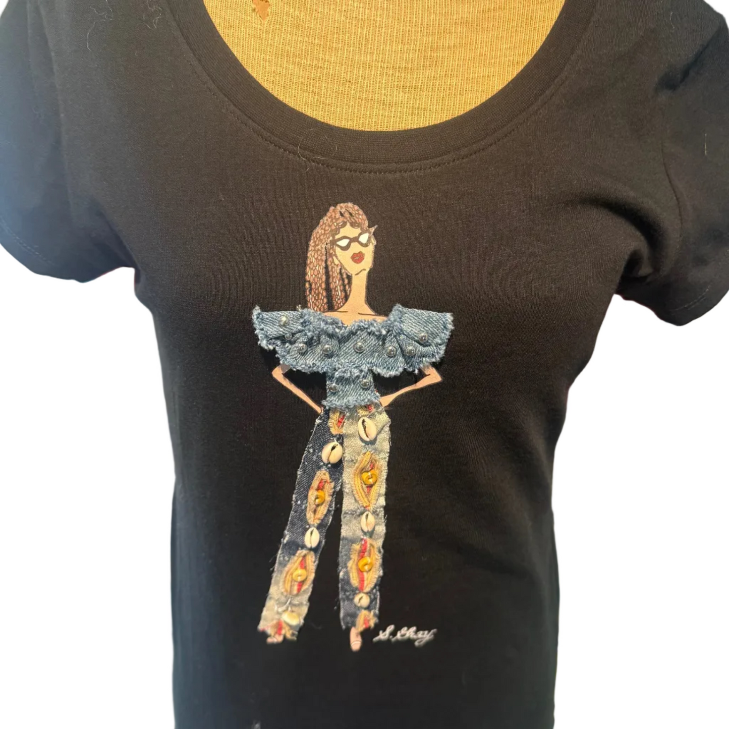 Sheila Gray Fashion Tee - Denim & Shells