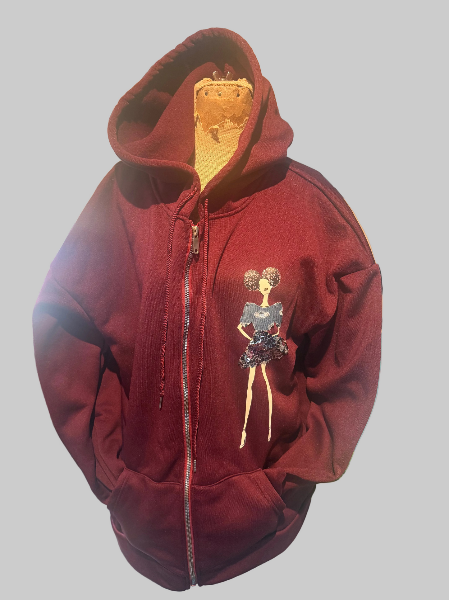 Sheila Gray Fashion Sweatshirt - Maroon