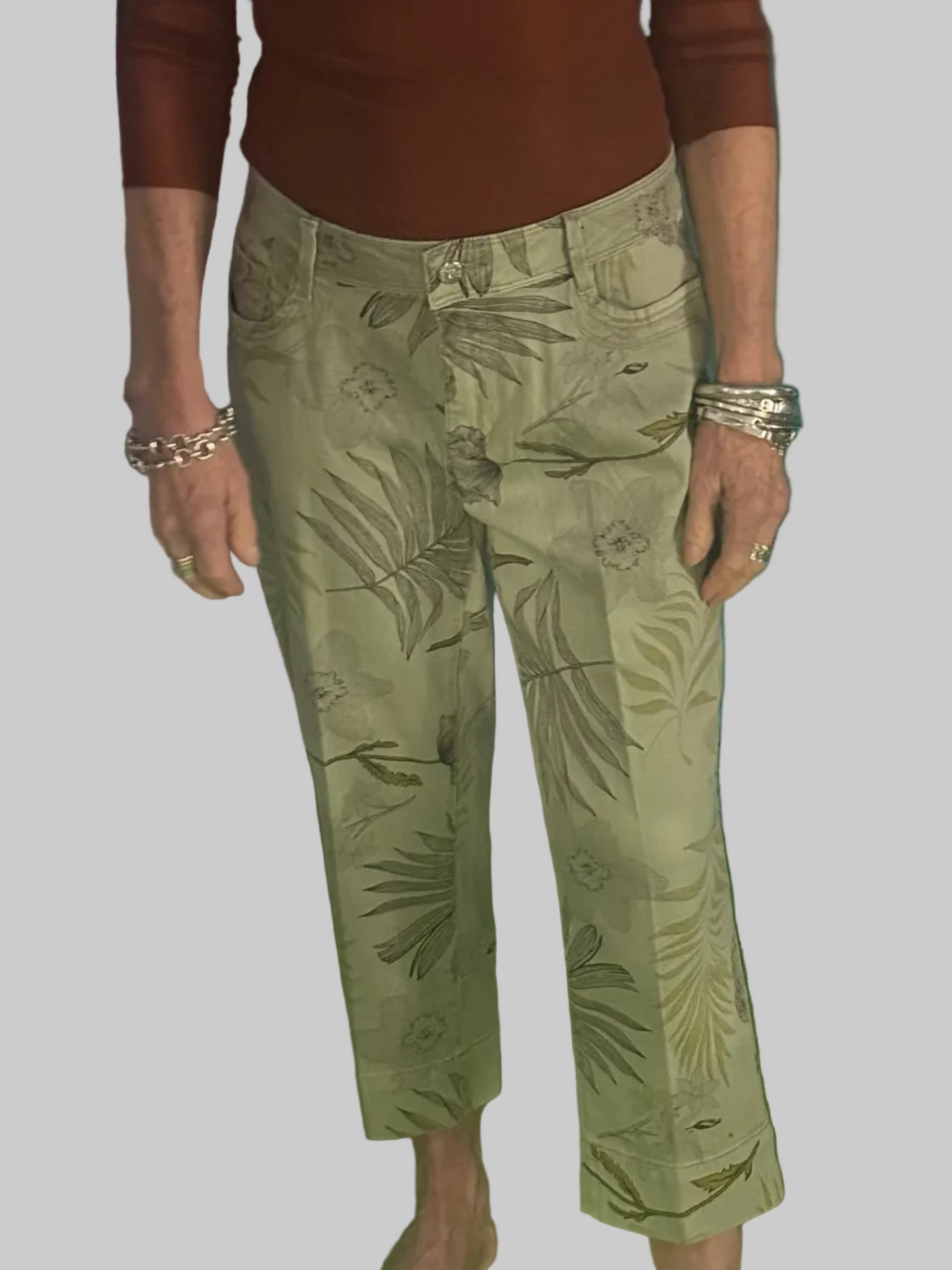 Picadilly Printed Denim Capri Pant
