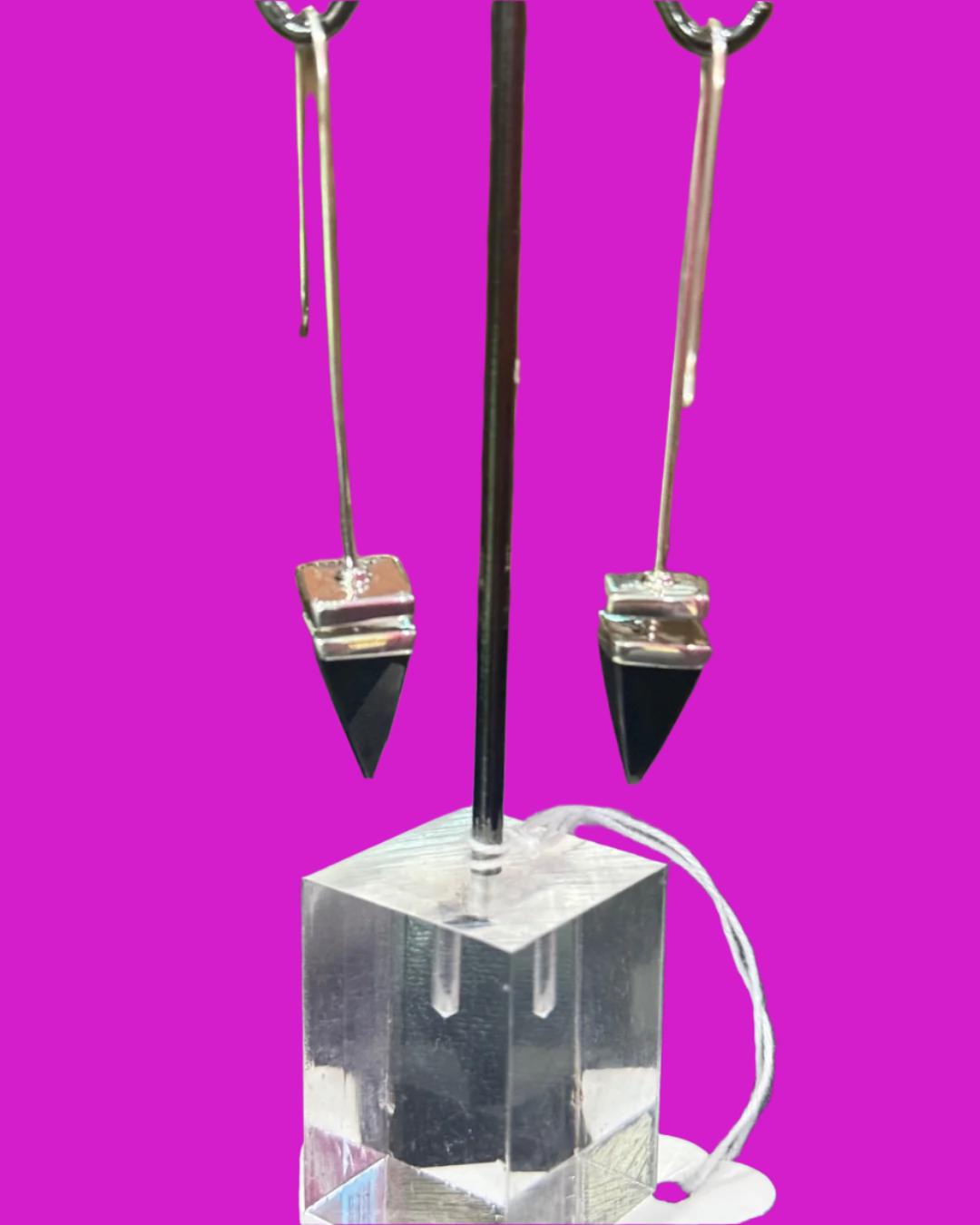Siliver Heart Pyramid Earrings
