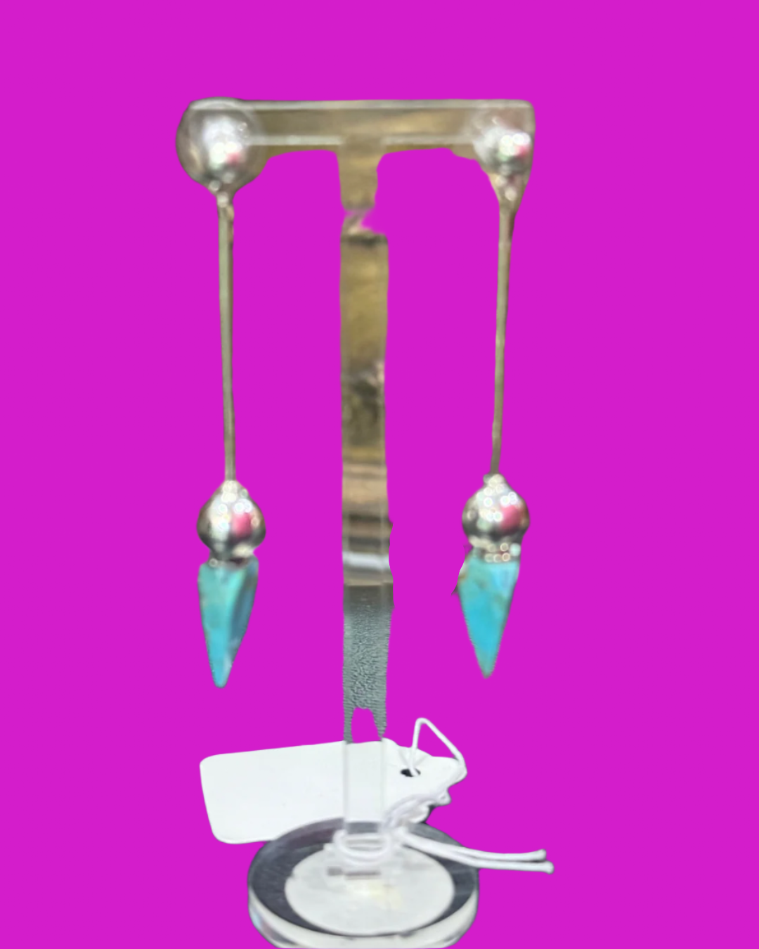 Silver Heart Pyramid Earrings