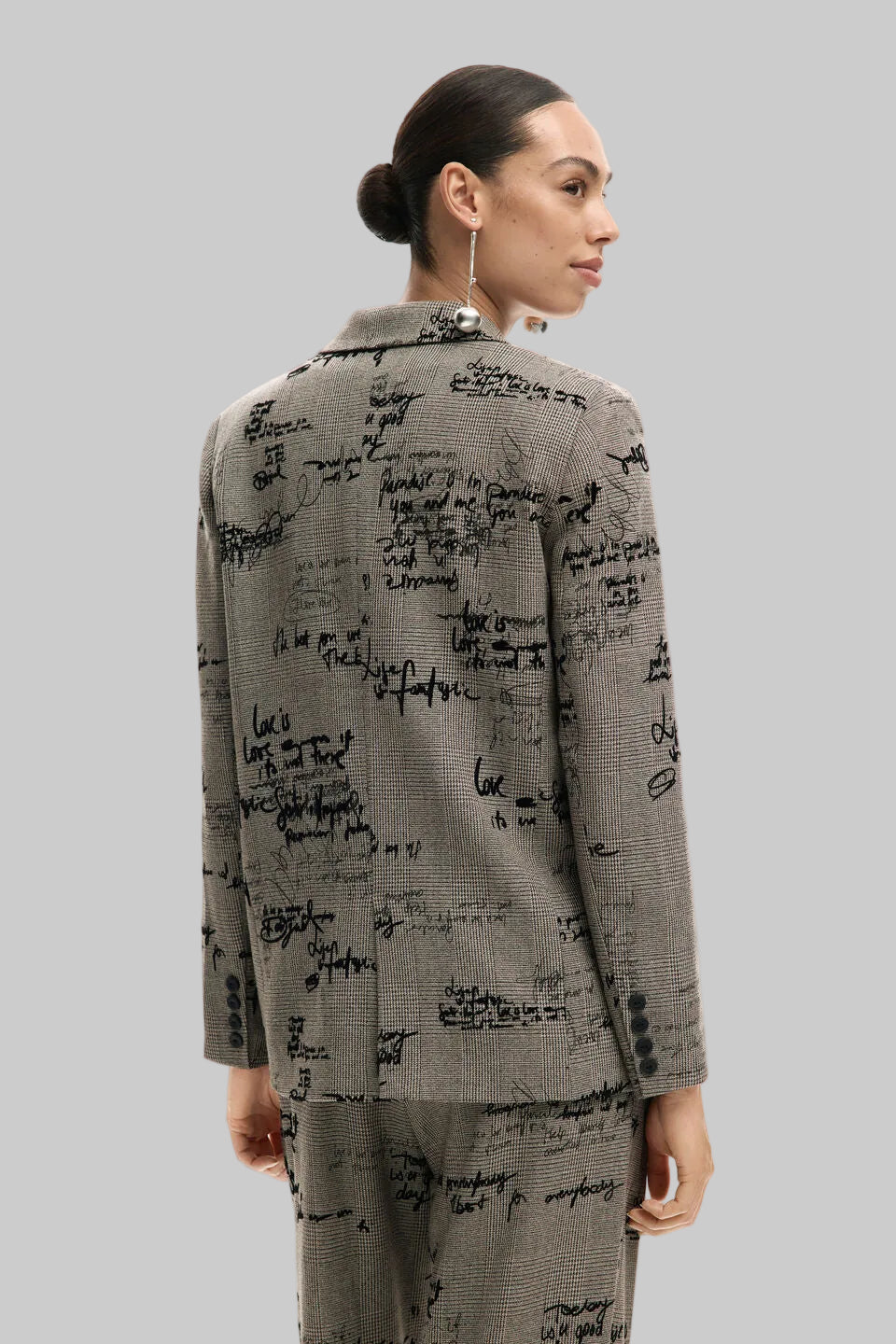 Desigual Checkered Lettering Blazer