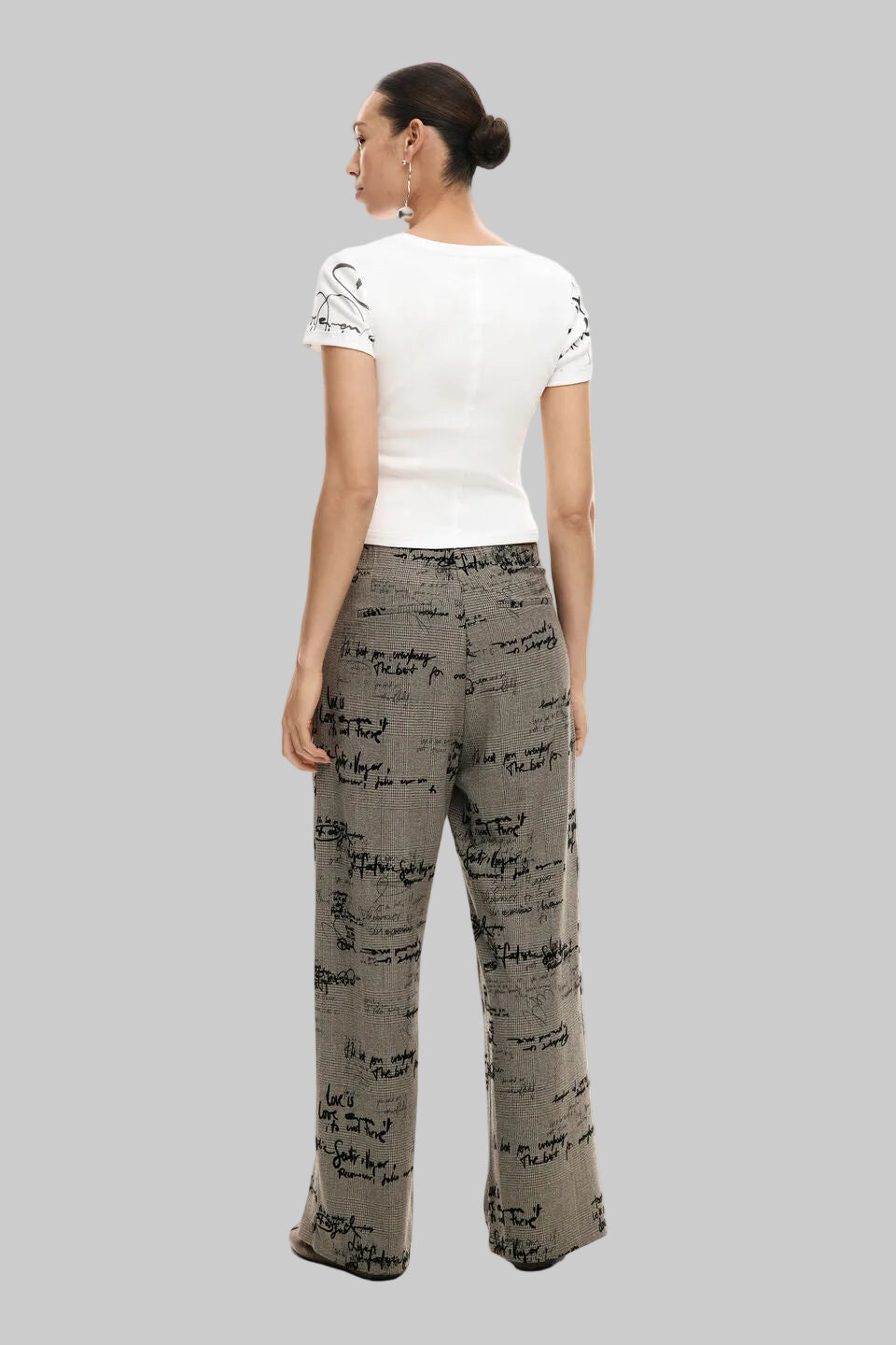 Desigual Plaid Lettering Trousers